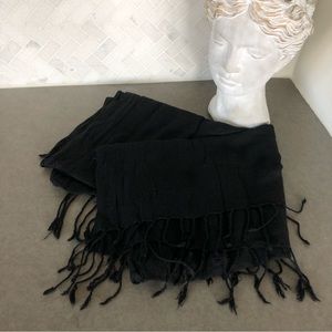 Black fringed pashmina scarf wrap shawl